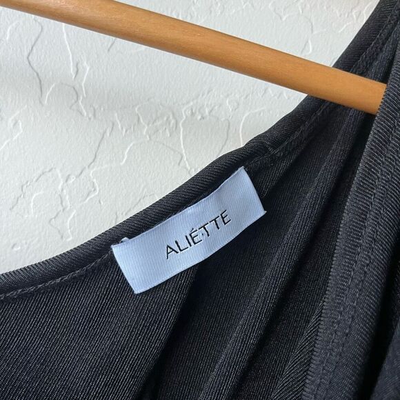 Aliette Black Ruched Bodycon Cut Out Mock Neck Long Sleeve Mini Dress Size 4 - Picture 5 of 11